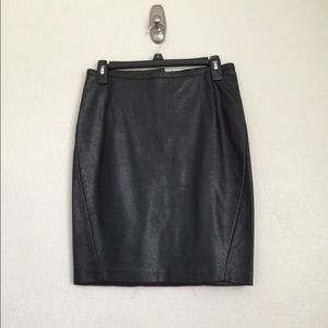 Black leather skirt.